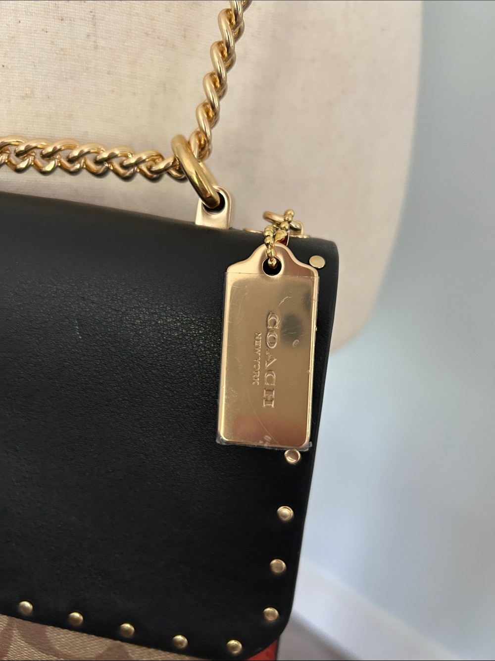 NWOT Coach Klare Black, Brown & light brown Signature Chain Crossbody - Picture 4 of 16